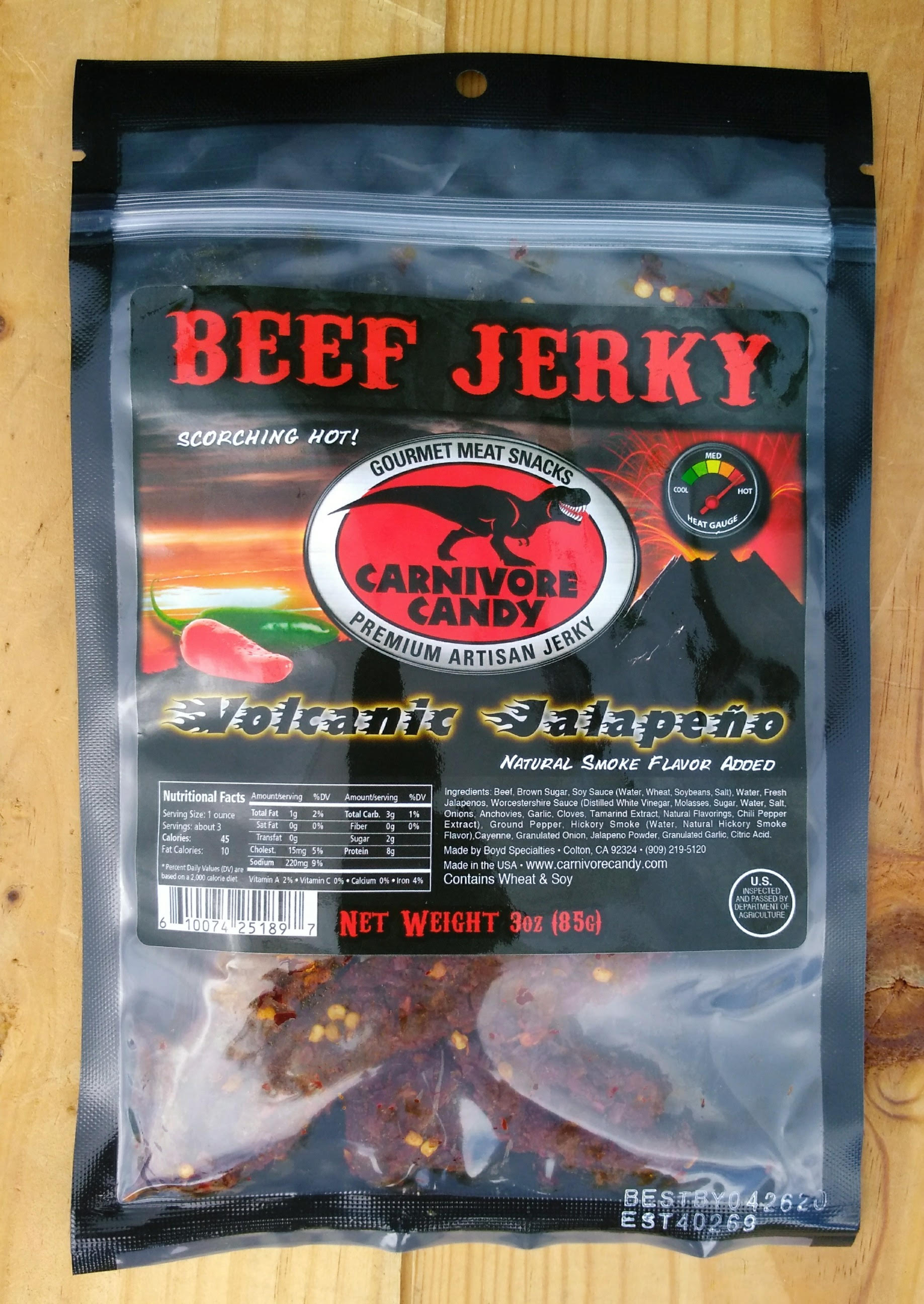 Volcanic Jalapeno Tender Beef Jerky Southern Pride Gourmet Foods
